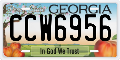 GA license plate CCW6956