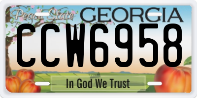 GA license plate CCW6958