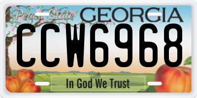 GA license plate CCW6968