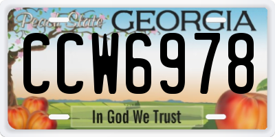 GA license plate CCW6978