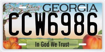 GA license plate CCW6986