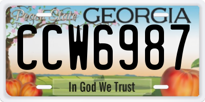 GA license plate CCW6987
