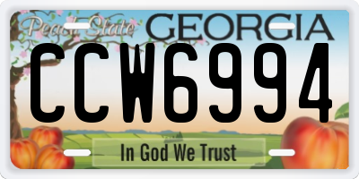 GA license plate CCW6994