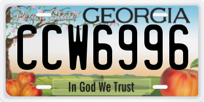 GA license plate CCW6996