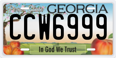 GA license plate CCW6999