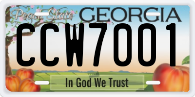 GA license plate CCW7001