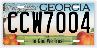 GA license plate CCW7004