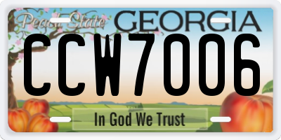 GA license plate CCW7006