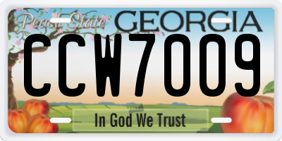 GA license plate CCW7009
