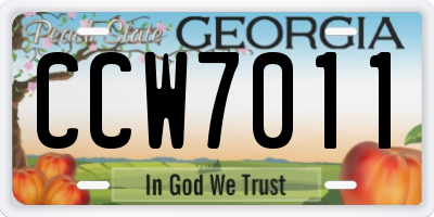 GA license plate CCW7011