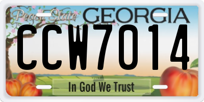 GA license plate CCW7014