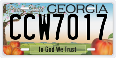 GA license plate CCW7017