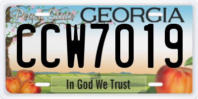 GA license plate CCW7019