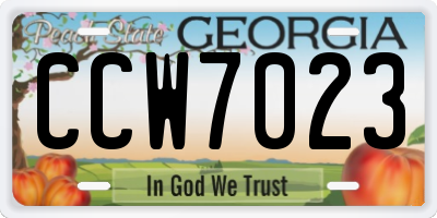 GA license plate CCW7023
