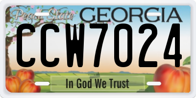 GA license plate CCW7024