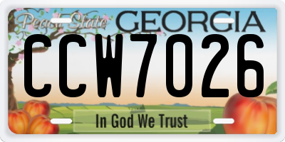 GA license plate CCW7026