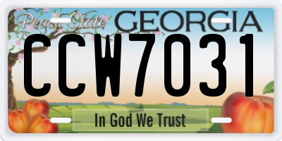 GA license plate CCW7031