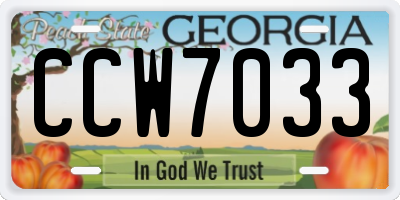 GA license plate CCW7033