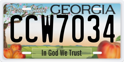 GA license plate CCW7034