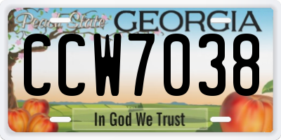 GA license plate CCW7038