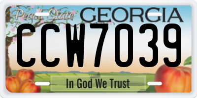 GA license plate CCW7039