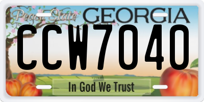 GA license plate CCW7040