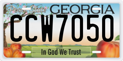 GA license plate CCW7050