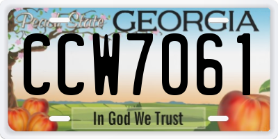 GA license plate CCW7061