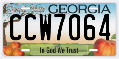 GA license plate CCW7064