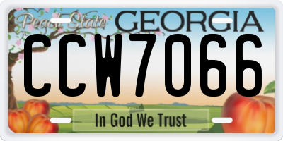 GA license plate CCW7066