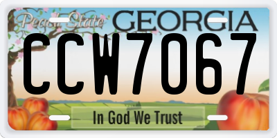 GA license plate CCW7067