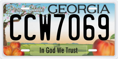 GA license plate CCW7069