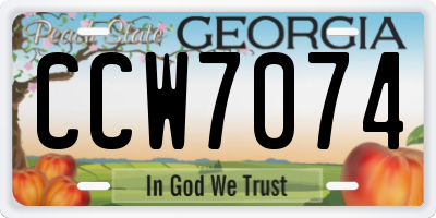 GA license plate CCW7074