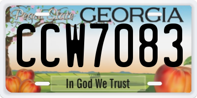 GA license plate CCW7083