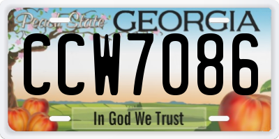 GA license plate CCW7086