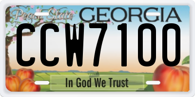 GA license plate CCW7100