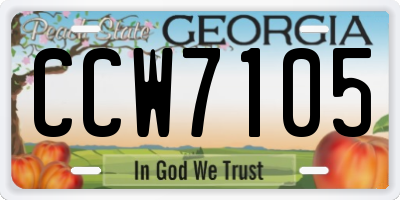 GA license plate CCW7105