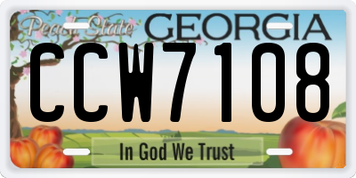 GA license plate CCW7108