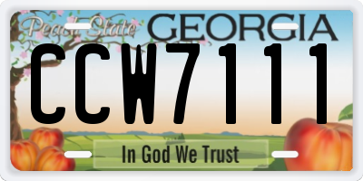 GA license plate CCW7111