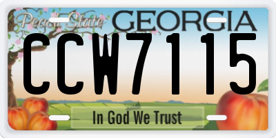 GA license plate CCW7115