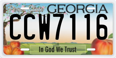 GA license plate CCW7116