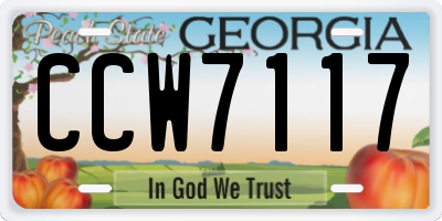 GA license plate CCW7117
