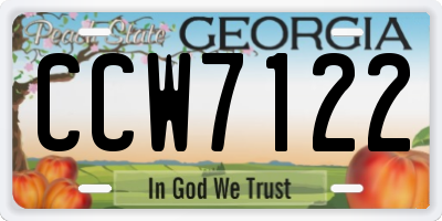GA license plate CCW7122
