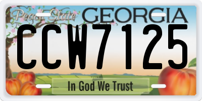 GA license plate CCW7125