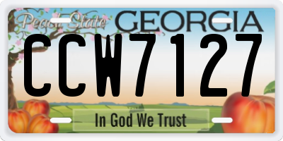 GA license plate CCW7127