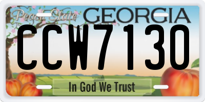 GA license plate CCW7130
