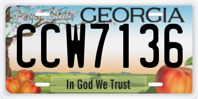 GA license plate CCW7136
