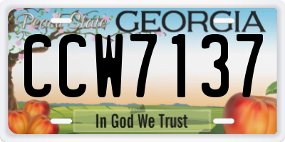 GA license plate CCW7137