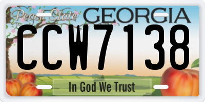 GA license plate CCW7138
