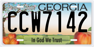 GA license plate CCW7142